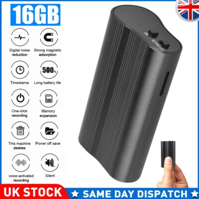 500 hr Magnetic Mini Spy Audio Microphone 16GB Digital Voice Recorder MP3 Player