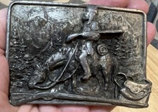 Vintage Siskiyou Mountain Man 1982 Pewter Belt Buckle Williams Oregon