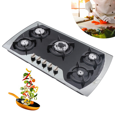 36 inch Gas Cooktop Built-in 5 Burners Stainless Steel Gas Stove NG/LPG Gas Hob