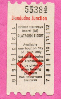 BRB (M) AA machine issued platform ticket LLANDUDNO JUNCTION (portrait format).