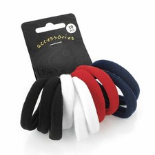 Pack of 10 No Metal Soft Hair Bobbles - Black, White, Red, Navy, Stylish Tie