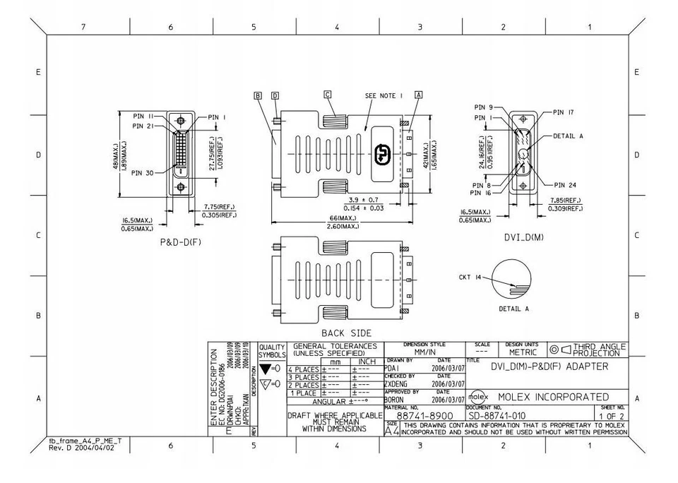 [QTY = 1pcs] 0887418900 MOLEX DVI-D(M) TO P&D-D(F) ADAPTER 088741-8900 - Image 4 of 4