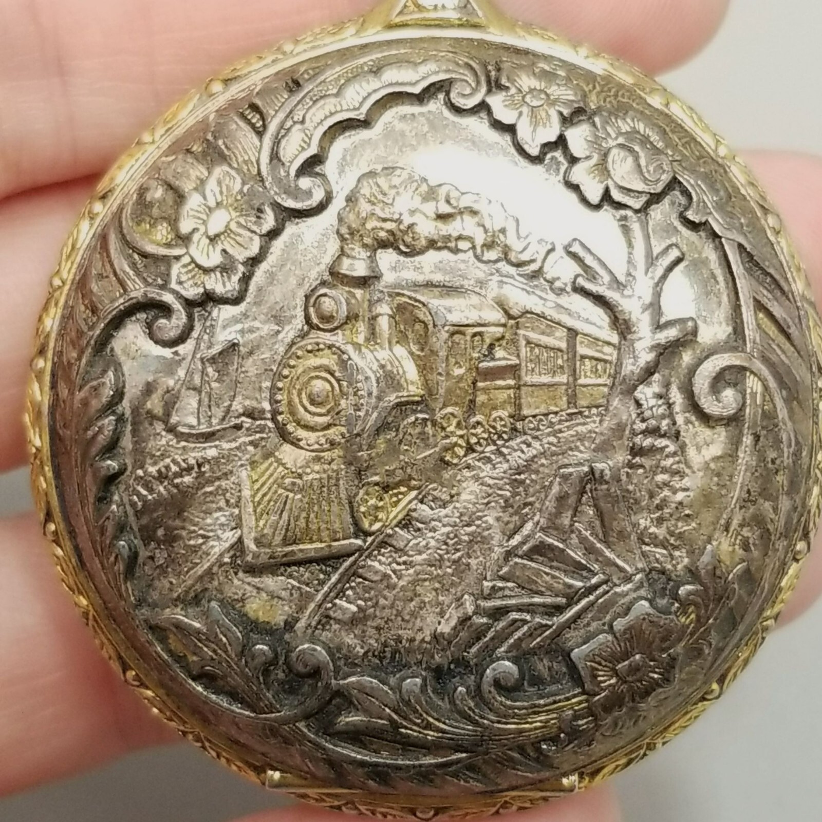 Train Time Watch Vintage Train Pocket Watch Engraved Out Time Forever … - Gem