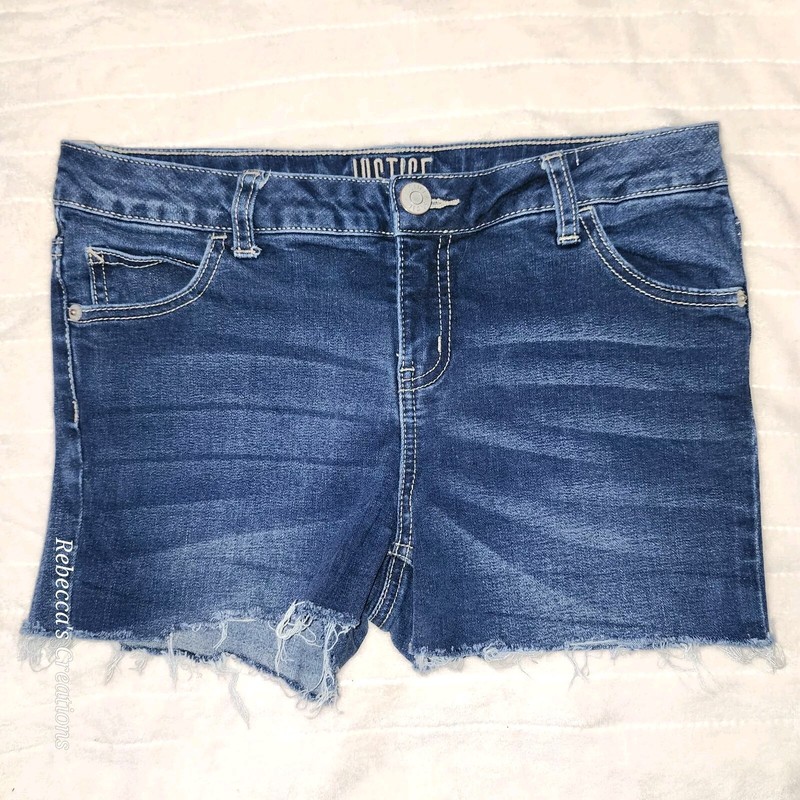 Justice Girls Denim Destructed Mid Rise Skinny Cut Off Stretch Shorts 16