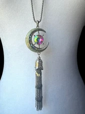 Kirks Folly Cosmic Moon Necklace Crescent Moon Aurora Borealis Crystals