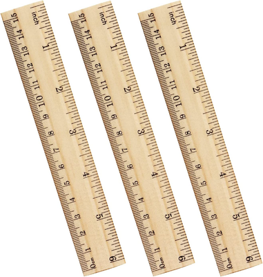 3 Pack Wooden Ruler 6 Inch Rulers Bulk Wood Measuring Ruler for 