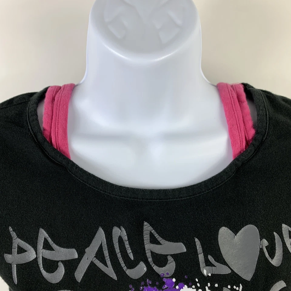 Camisa Faded Glory feminina juvenil manga curta aparência em camadas média (7-8) - Imagem 4 de 4