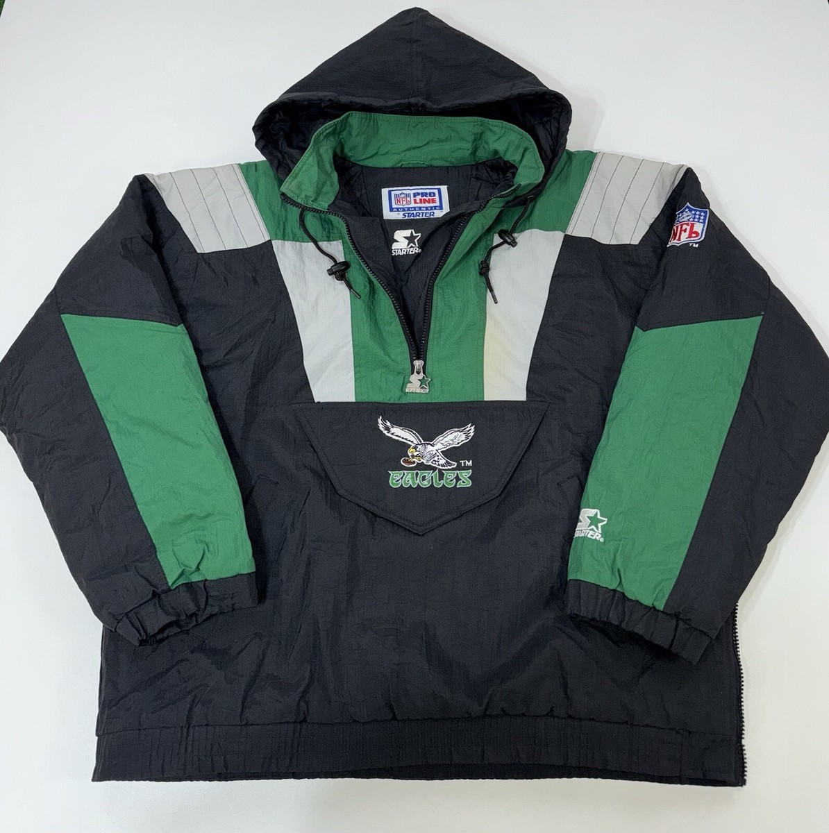 【極暖】90s NFL EAGLES イーグルス　ナイロンジャケット　緑黒　L Vintage 90s Philadelphia Eagles NFL Starter Jacket Pullover Kelly