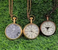 Nautical Watch Pocket Collectible Antique Brass Pocket Watch GIFT Lot of 3