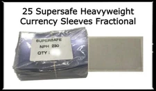 Currency Sleeves For Fractional US / World Banknotes 25 Supersafe Thick Holders