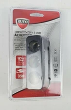 12V/24V 3 Sockets 2 USB Car Charger Adapter DC Outlet Cigarette Lighter Splitter