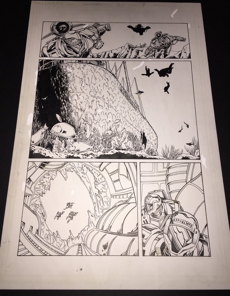 Armorines #3 Page 9 1994 Original ink art Jim Calafiore Rod Ramos Valiant Comics Comic Art