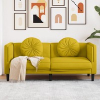2-Sitzer Sofa Samt Gelb Mit Kissen