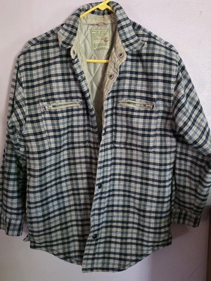 Vintage Bugle Boy Authentics Plaid Quilted Jacket Shirt Mens XL Grunge Zip...