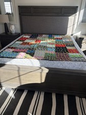 Vintage Handmade Ta King Quilt Size Queen 1960 s Or 1970 s