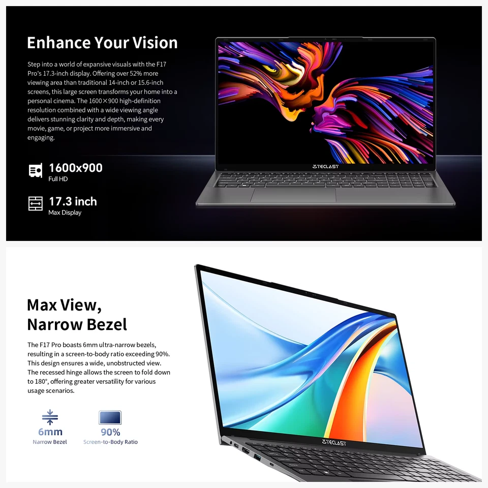 Teclast F17Pro 17,3" Laptop Intel I5-1030Ng7 16 GB Di RAM 512 GB SSD Windows 11  - Immagine 4 di 4