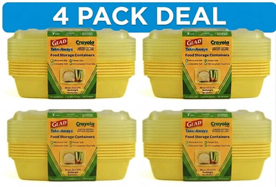 Crayola Take-Always 28 Oz Divided Yellow Food Storage Containers LOT OF 4 PACKS