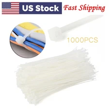 1000 PC Pack 8" Inch White Network 50 LBS Zip Nylon Cable Cord Wire Tie Strap