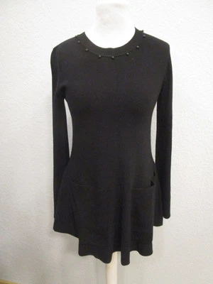 Sportmax Minikleid Strickkleid Langarm Taschen Perlen schwarz Gr.38 (O143-07) - Bild 1 von 4