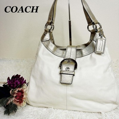 COACH Soho Leather Shoulder Bag White Y2K Silver Hardware Authentic