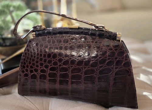 Vintage Vasser ? Alligator Top-handle Bag Congac W/ Leather Lining 50's Swagger, $125 - Photo 3