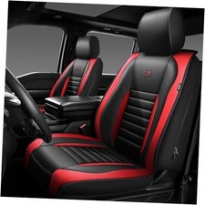 CAR PASS Nappa Leather Car Seat Covers Luxury Seat Front Seats Black Red