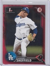 2016 Jordan Sheffield Bowman Draft ROOKIE RED PARALLEL 1/5 /5 - #97 Dodgers