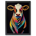 Framed Cow In Colour Wall Art Canvas Print Poster Picture, Home Decor