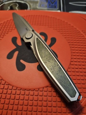 Rike Knife Baidi-S Folding Knife 3.25 Bohler M390 Steel Blade Titanium/CF Handle