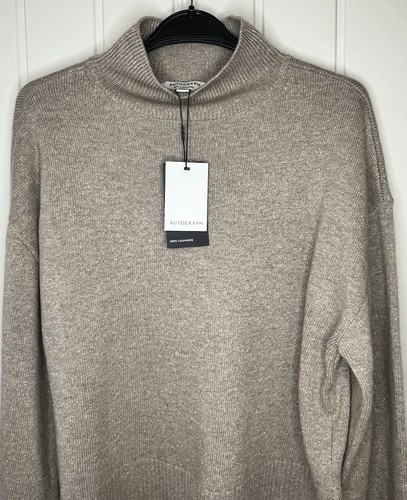 Marks and Spencer Autograph Cashmere Merino Wool Funnel Neck Jumper Large 16-18 - Picture 2 of 12