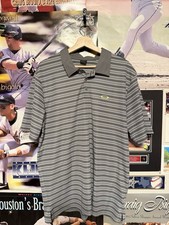 Oakley Men's Performance Golf Polo Shirt Black/Gray Striped, Size XL