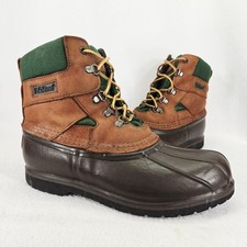 LL Bean Bean Boots Mens 8M Brown Green Duck G Force Compound Outdoor Waterproof