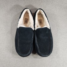 UGG Ascot Slippers Black Nubuck Shearling Lined Moccasins Slip On Men's 11 US