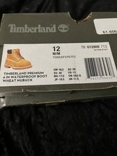 Timberland Premium 6 Inch Waterproof Boot Wheat Nubuck Lace-Up Kids Size 12