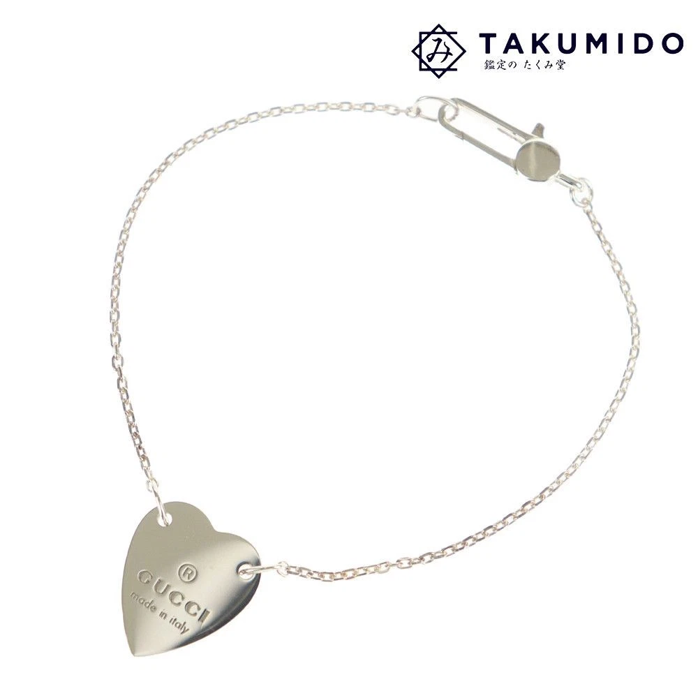 Bracelet GUCCI Logo Coeur Taille 17 Argent Ag925 Accessoires Simple Mode Femme