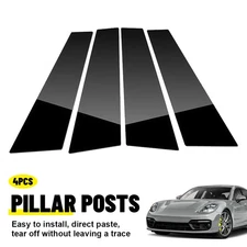 4X For 2009 2010 2011-2014 Porsche Panamera Glossy Black Pillar Post Door Trim H