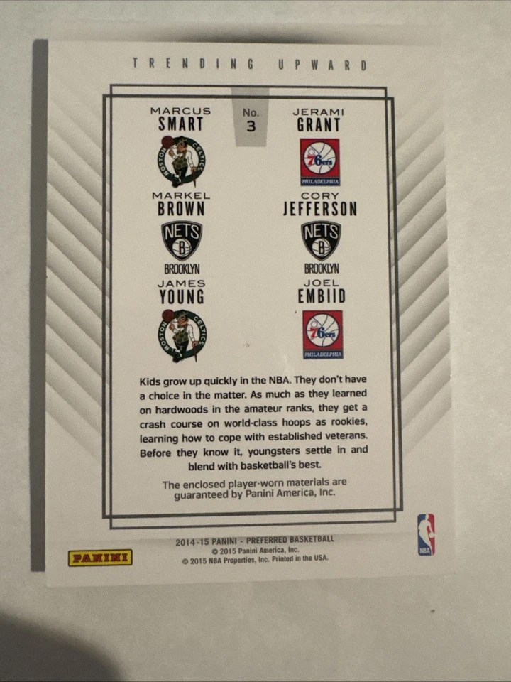 2014-15 Panini Preferred Trending Upward Booklet 121/199 #3 Smart/Grant/Embiid - Image 2 of 4
