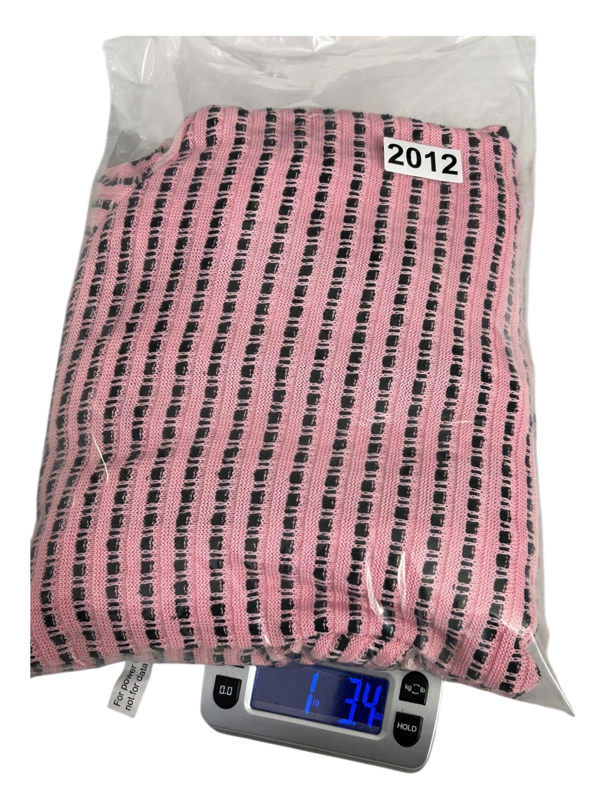 Ming Wang Sweater Sz L Pink Black Striped Open Front Chain Trim Cardigan Jacket