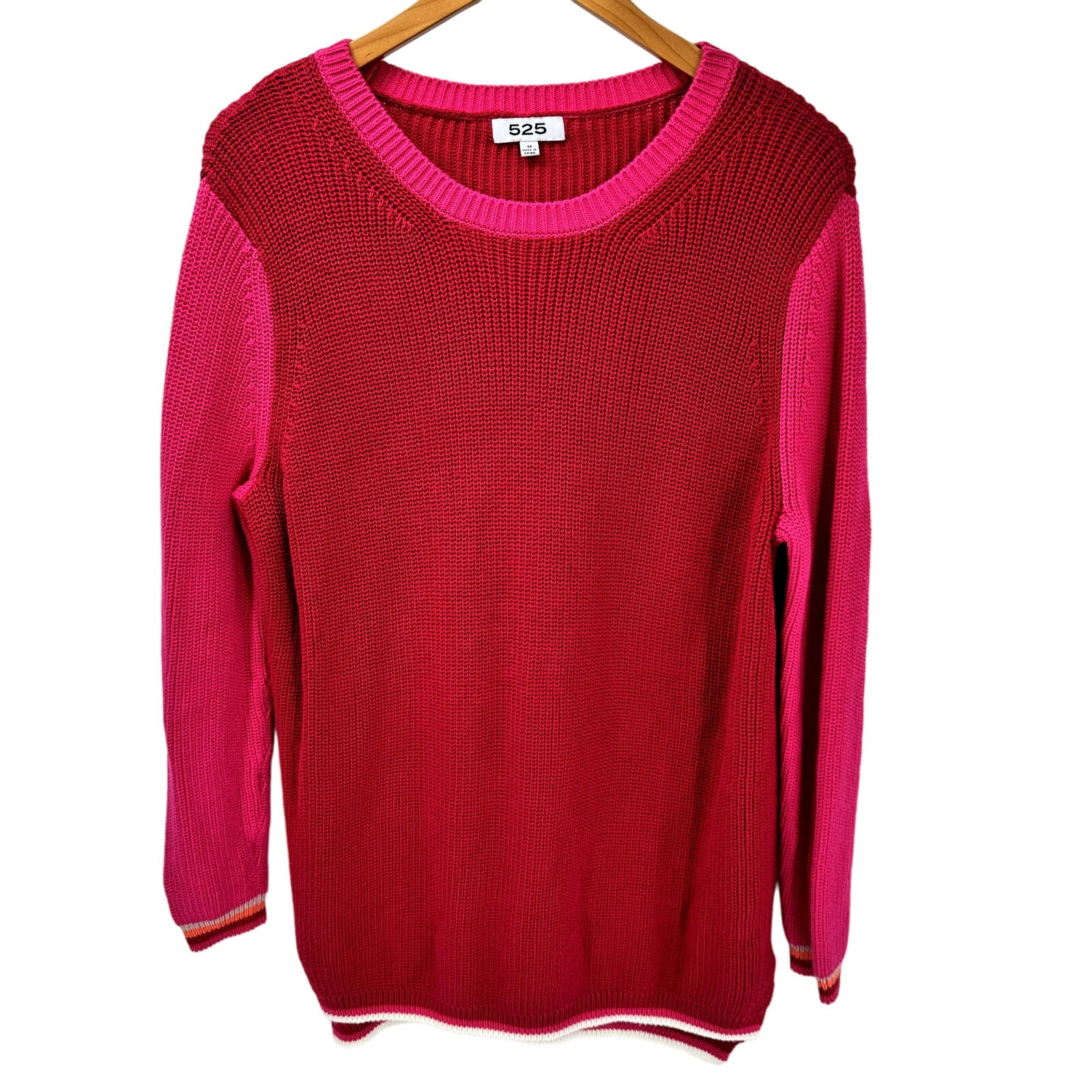 525 Revolve Sweater Womens Medium Pink Pullover Long Sleeve Cotton Knit