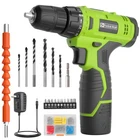 Cordless Drill Set 12V Power Drill Battery Charger 3/8 Inch 21+1 Torque Green