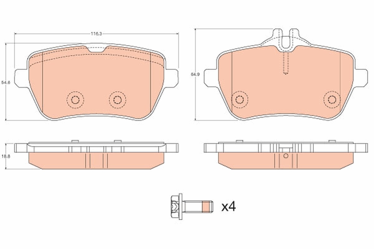 Rear TRW-OE GDB2014 Brake Pad Set, disc brake for MERCEDES-BENZ
