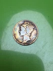 1918 P Silver Mercury Dime, Colorful Rainbow Album Toning--See Video