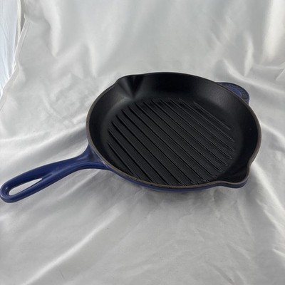 Le Creuset #26 Grill Pan Cast Iron 10.5'' Skillet Double Spout Blue France