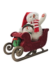Hallmark Jingle Pals Twinkling Sleigh Ride 2016 Lights Sound Motion Snowman +Tag