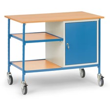 Stół na kółkach Fetra 5864 z 3 piętrami i 1 szafką stalową