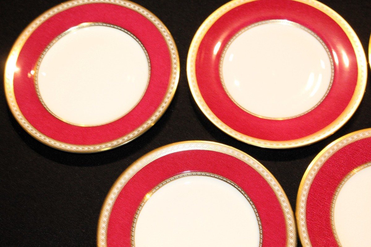 Wedgwood Ulander Powder Ruby Set Of Seven Salad Plates | eBay