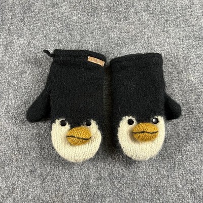 Knitwits DeLux 3D Penguin Mittens Women One Size Black Wool Knit Novelty Winter