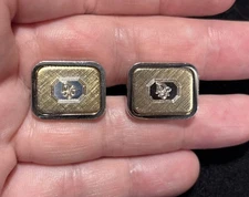 Vintage Christian Dior Gold Silver Tone DIOR Logo Swivel Cuff Links
