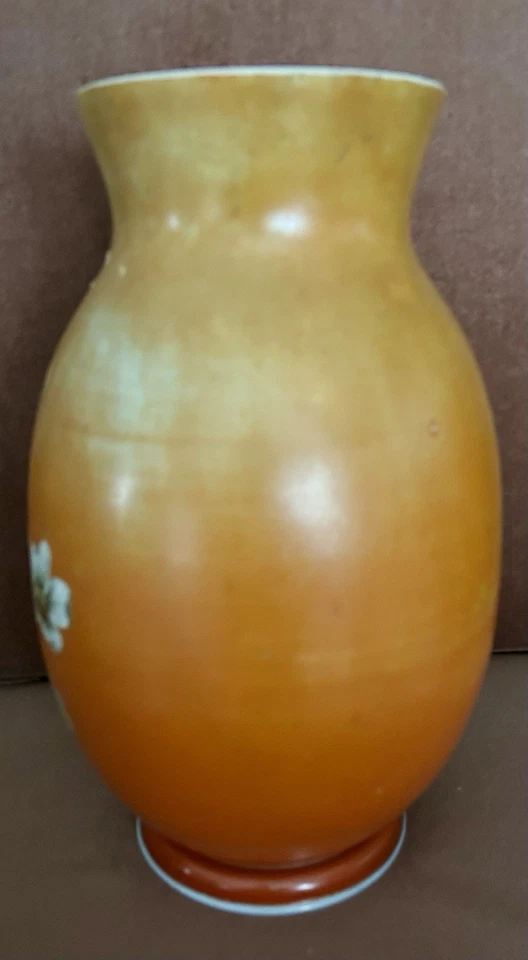 Jarrón camelias antiguo de vidrio Mount Washington de 13” de alto pintado a mano usado en excelente estado Foto 4 de 4