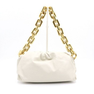 Bottega Veneta Schultertasche weiß Leder gold Kette 620230 152893317